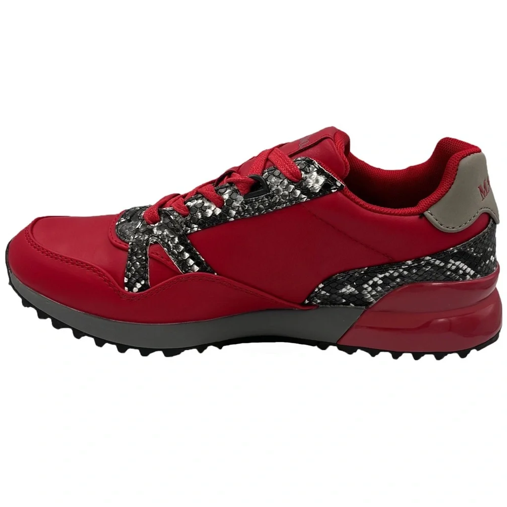 Men’s Red Athletic Sneaker with Snake-Print Accents - Azurite 213 - Picture 1 of 5